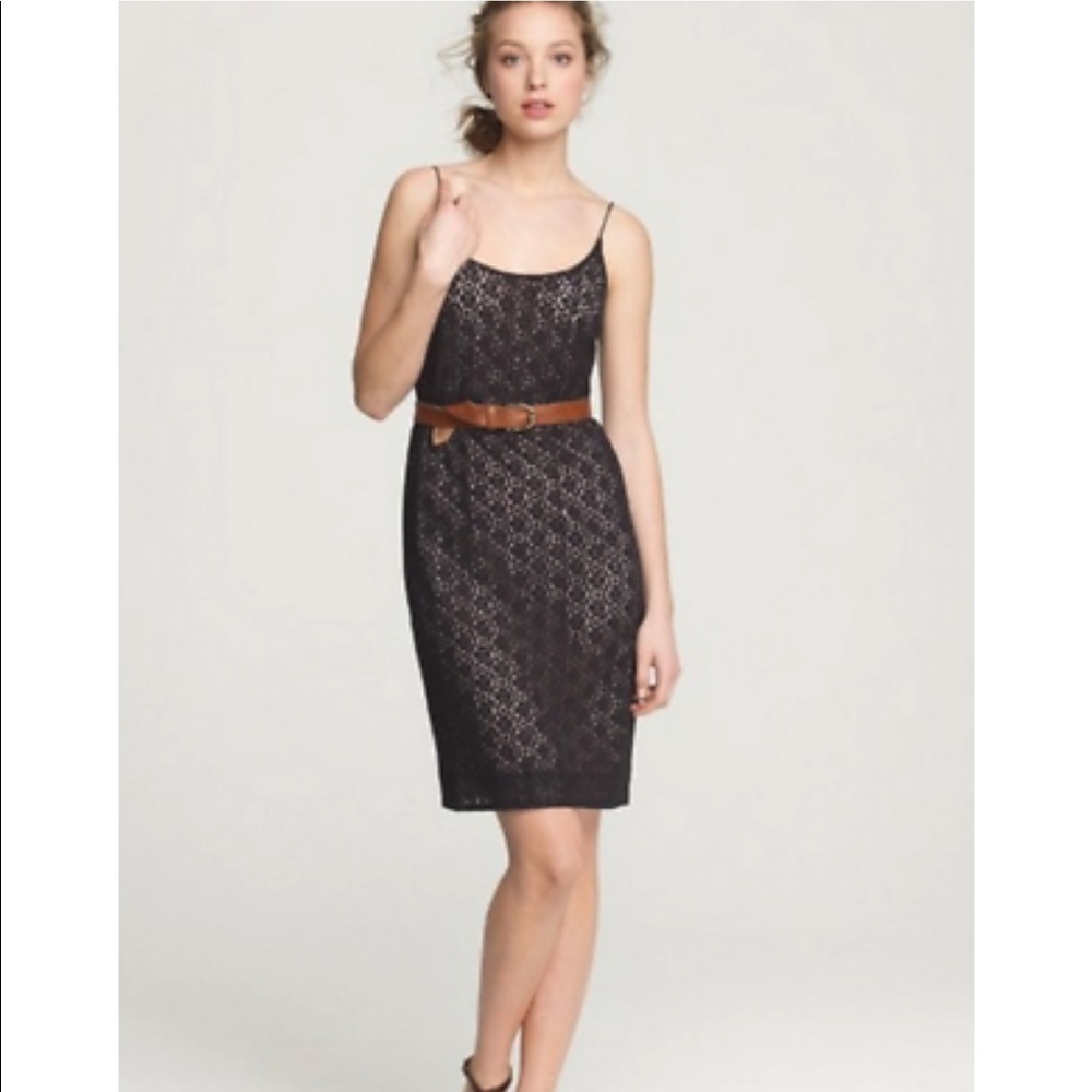 J Crew black cotton slip eyelet lace midi dress 2